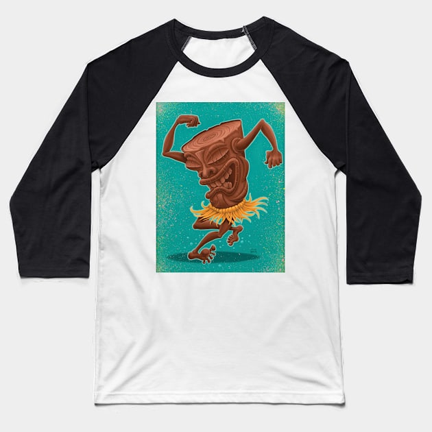 Skankin' Tiki Baseball T-Shirt by artwork-a-go-go